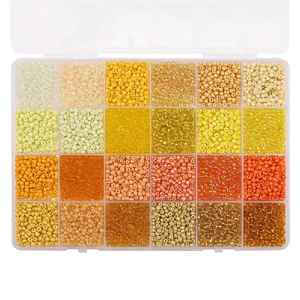 Yellow color-3mm, 6.5g per grid, about 5200pcs, 1 box/pack,chaincharmsupply.com