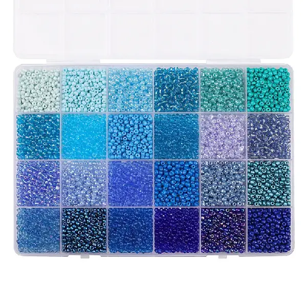 Blue color-3mm, 6.5g per grid, about 5200pcs, 1 box/pack,chaincharmsupply.com