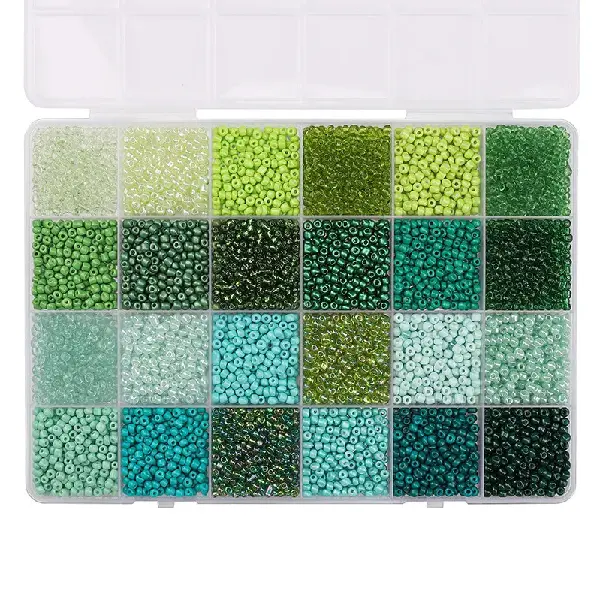 Green color-3mm, 6.5g per grid, about 5200pcs, 1 box/pack,chaincharmsupply.com
