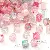 Wholesale Acrylic High-Gloss Two-Color Square Beads Supply - Pink-6x6mm, hole diameter about 1mm, 10g/pack, about 40 pieces