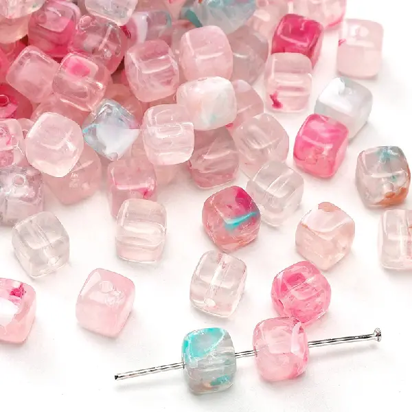 Pink-6x6mm, hole diameter about 1mm, 10g/pack, about 40 pieces,chaincharmsupply.com