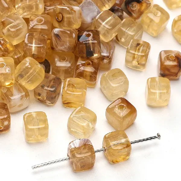 Brown color-6x6mm, hole diameter about 1mm, 10g/pack, about 40 pieces,chaincharmsupply.com