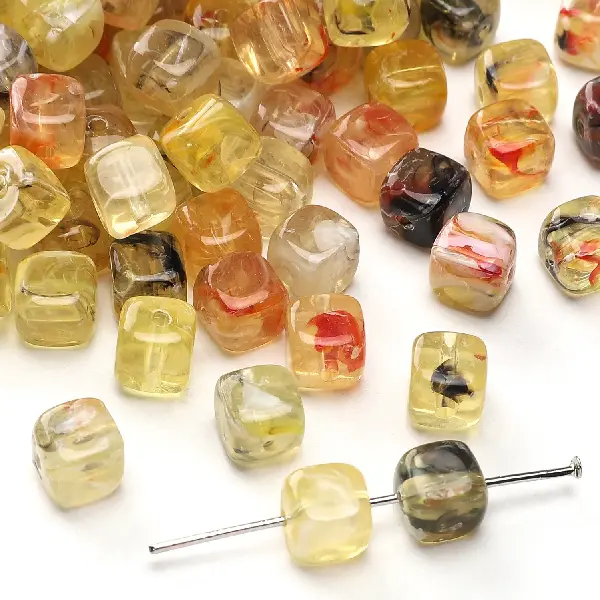 Yellow-6x6mm, hole diameter about 1mm, 10g/pack, about 40 pieces,chaincharmsupply.com