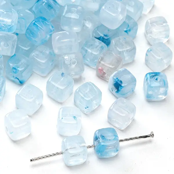 Light blue-6x6mm, hole diameter about 1mm, 10g/pack, about 40 pieces,chaincharmsupply.com