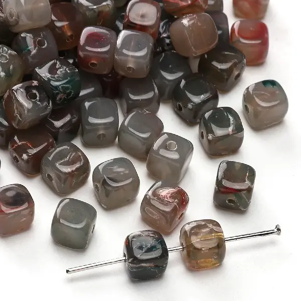 Gray green-6x6mm, hole diameter about 1mm, 10g/pack, about 40 pieces,chaincharmsupply.com