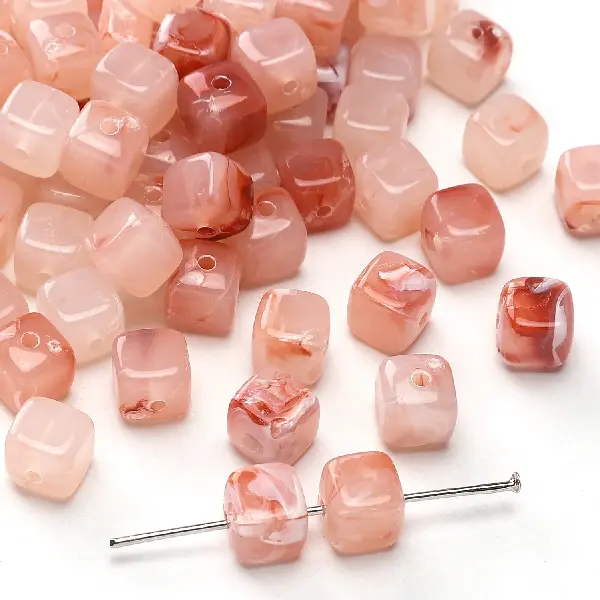 Flesh pink-6x6mm, hole diameter about 1mm, 10g/pack, about 40 pieces,chaincharmsupply.com
