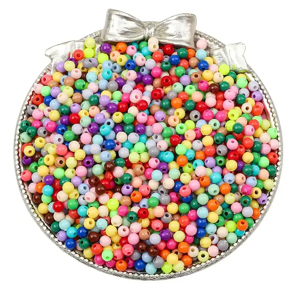Randomly mixed colors - about 3mm, aperture about 1mm (about 1800 pieces),chaincharmsupply.com