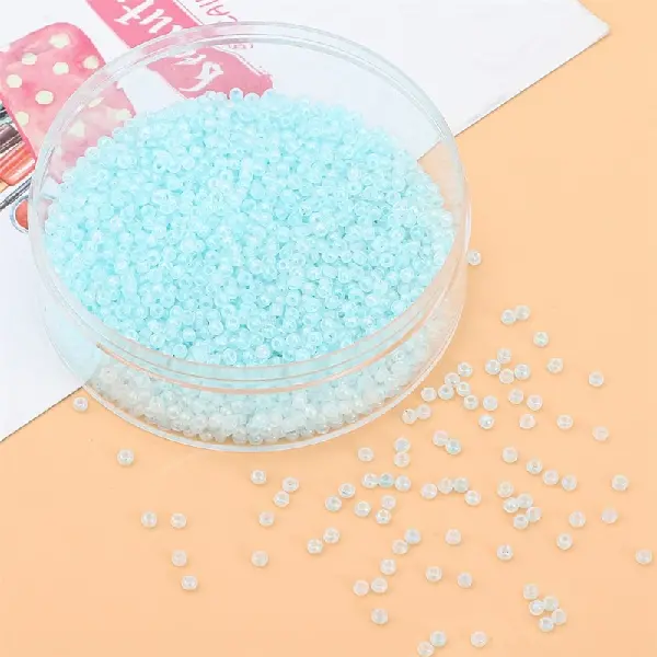 Light lake blue-4mm hole diameter about 1.5mm 10g/pack about 100 pieces,chaincharmsupply.com