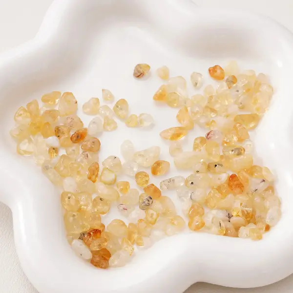 5-8mm, aperture about 0.5mm, 20 citrines/pack,chaincharmsupply.com
