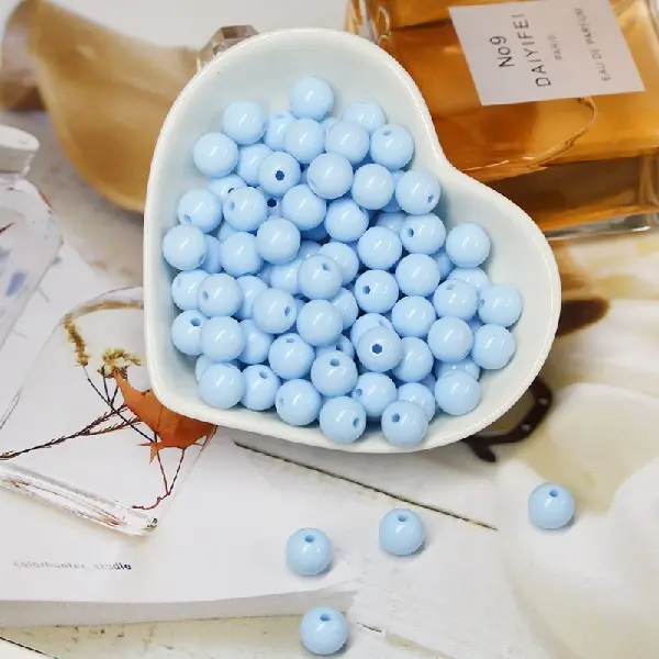 Light blue - diameter 14mm, hole diameter 2mm, about 30 pieces/pack,chaincharmsupply.com