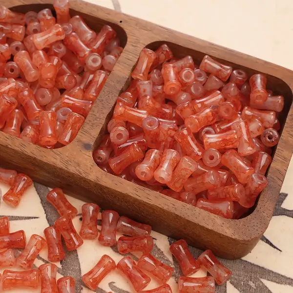 Orange-6x12mm, hole diameter about 1mm, 20 pieces/pack,chaincharmsupply.com