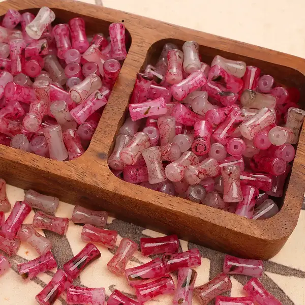 Pink-6x12mm, hole diameter about 1mm, 20 pieces/pack,chaincharmsupply.com
