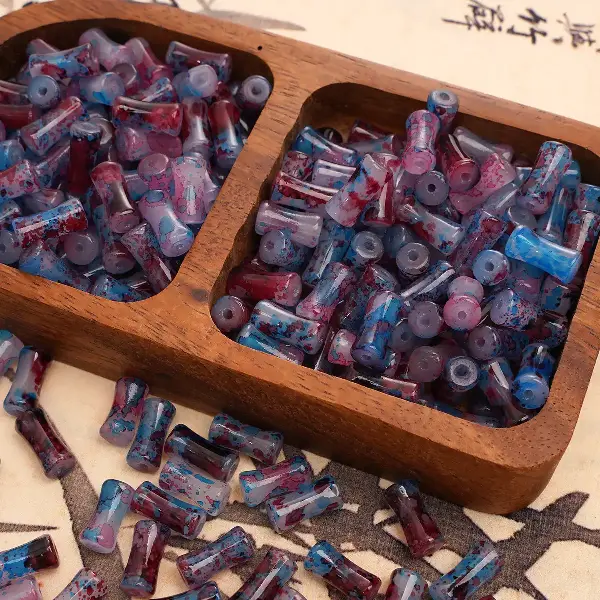 Red and blue-6x12mm, aperture about 1mm, 20 pieces/pack,chaincharmsupply.com