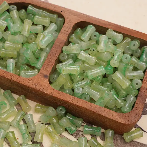 Light green-6x12mm, hole diameter about 1mm, 20 pieces/pack,chaincharmsupply.com