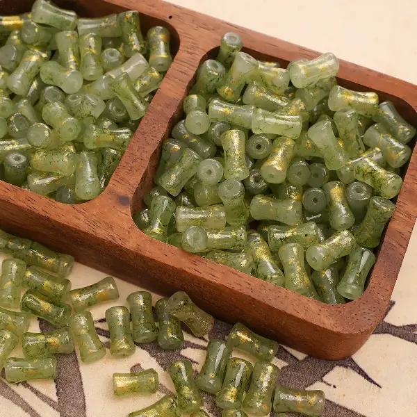 Dark green-6x12mm, hole diameter about 1mm, 20 pieces/pack,chaincharmsupply.com