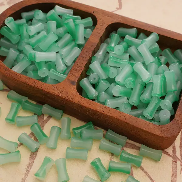 Bamboo green-6x12mm, hole diameter about 1mm, 20 pieces/pack,chaincharmsupply.com