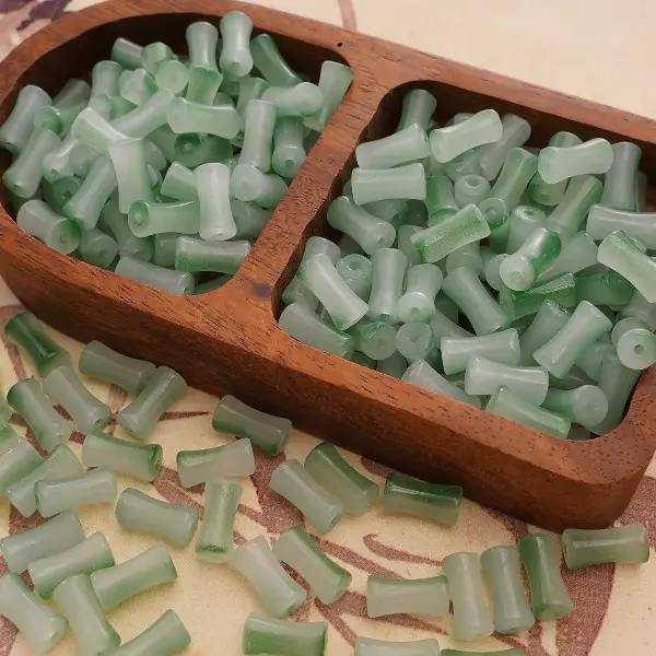 Dark green-6x12mm, hole diameter about 1mm, 20 pieces/pack,chaincharmsupply.com