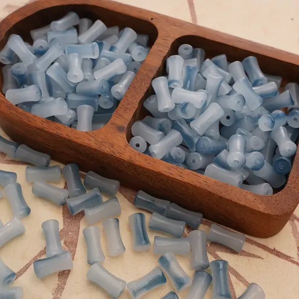 Indigo-6x12mm, hole diameter about 1mm, 20 pieces/pack,chaincharmsupply.com