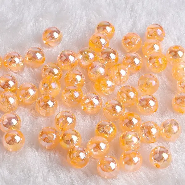 Transparent orange AB-12mm, hole diameter about 2mm, 20 pieces/pack,chaincharmsupply.com