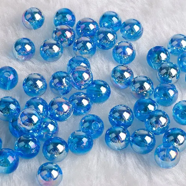 Transparent dark blue AB-10mm, aperture about 2mm, 50 pieces/pack,chaincharmsupply.com