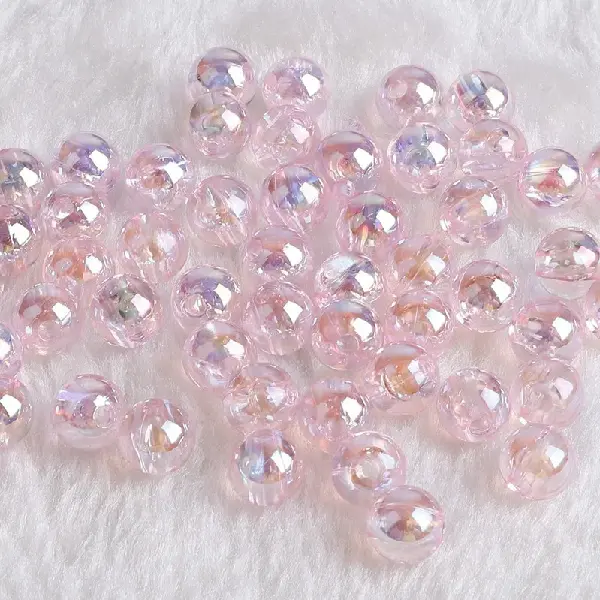 Transparent light pink AB-10mm, aperture about 2mm, 50 pieces/pack,chaincharmsupply.com