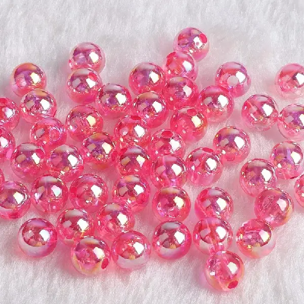 Transparent deep powder AB-8mm, hole diameter about 2mm, 50 pieces/pack,chaincharmsupply.com