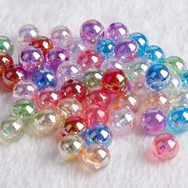 Mixed color AB mixed color-10mm, aperture about 2mm, 50 pieces/pack,chaincharmsupply.com