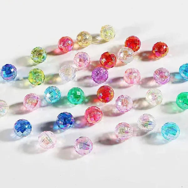 Sectioned transparent mixed color AB-12mm, aperture about 2mm, 20 pieces/pack,chaincharmsupply.com
