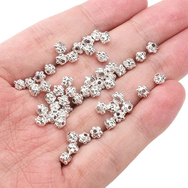 Screw beads 4x5mm, hole diameter about 1mm - silver, about 25 pieces/pack,chaincharmsupply.com