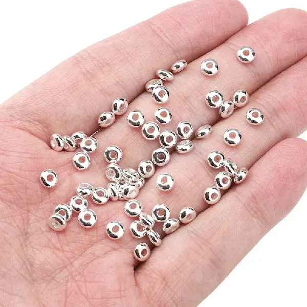 Wheel beads 2x5mm, hole diameter about 1.5mm - silver, about 25 pieces/pack,chaincharmsupply.com