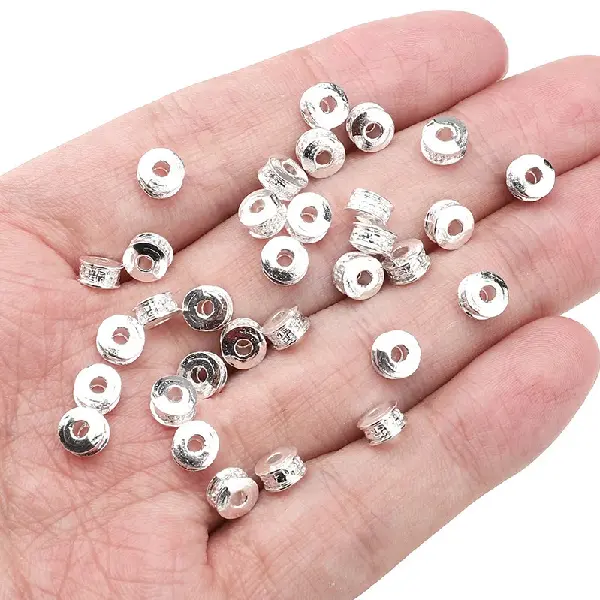Pattern spacer beads 3x6mm, hole diameter about 2mm - silver, about 25 pieces/pack,chaincharmsupply.com