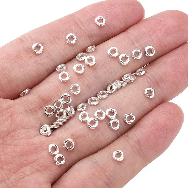 Spiral pattern ring 4mm, hole diameter about 1.5mm - silver, about 25 pieces/pack,chaincharmsupply.com