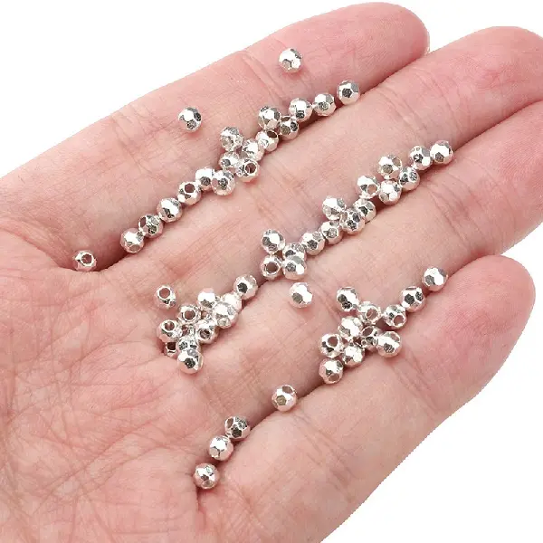 Sectioned round beads 3mm, hole diameter about 1mm - silver, about 25 pcs/pack,chaincharmsupply.com