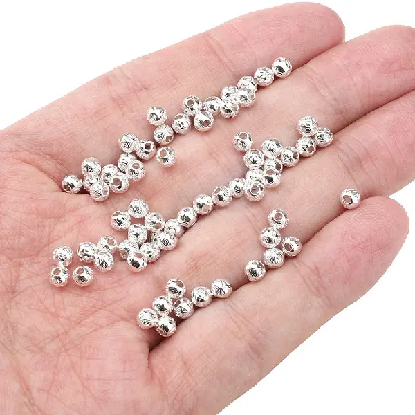 Wave-dot plaid beads 4mm, hole diameter about 1mm - silver, about 25 pcs/pack,chaincharmsupply.com