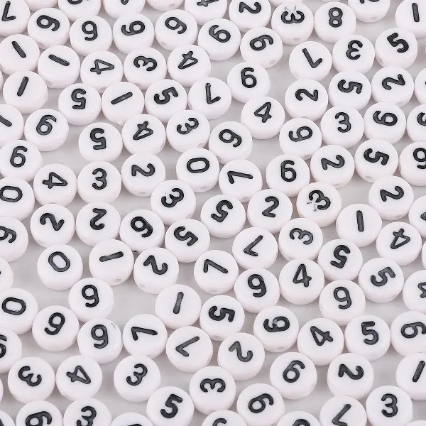 White & black digital flat beads-4x7mm, hole diameter 1.5mm, 100 pcs/pack,chaincharmsupply.com