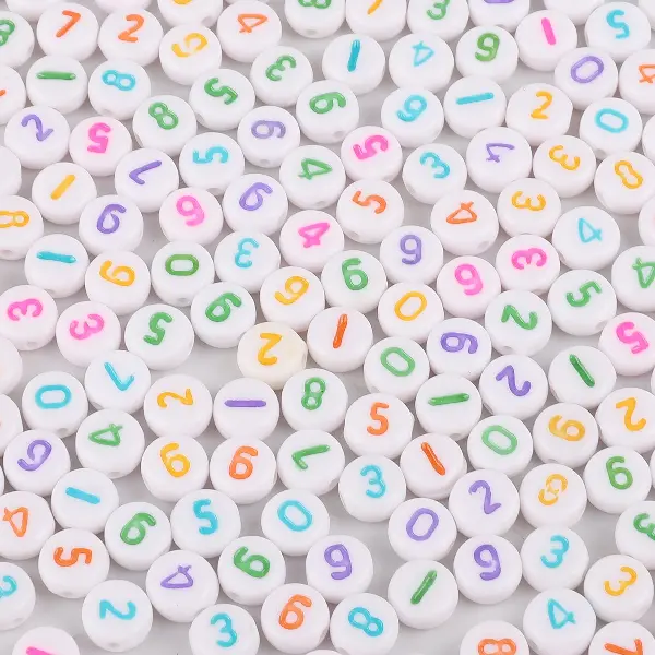White&color digital flat beads-4x7mm hole diameter 1.5mm 100pcs/pack,chaincharmsupply.com