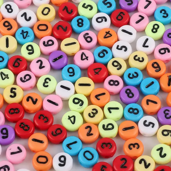 Color & black digital flat beads-4x7mm, hole diameter 1.5mm, 100 pcs/pack,chaincharmsupply.com