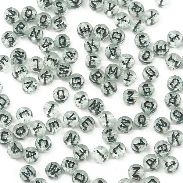 New transparent black letters-4x7mm aperture 1.5mm 100 pcs/pack,chaincharmsupply.com