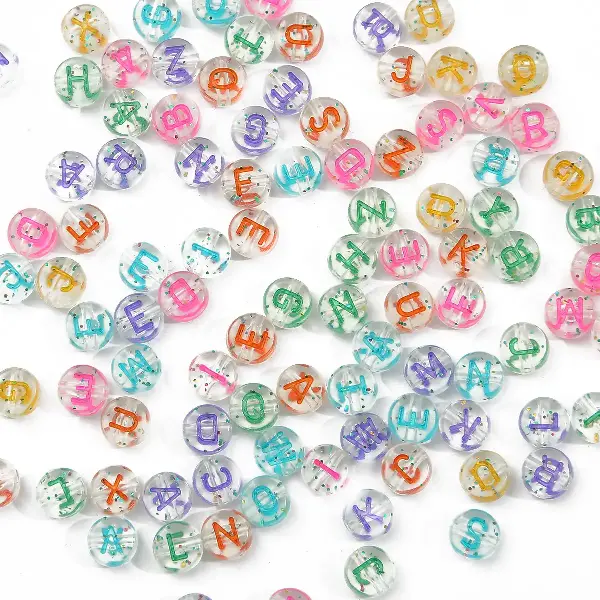 New transparent color letters-4x7mm aperture 1.5mm 100 pieces/pack,chaincharmsupply.com