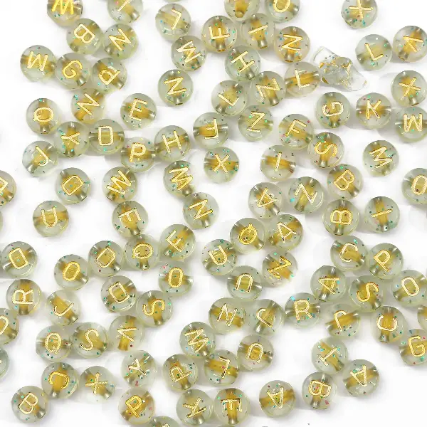 New transparent gold letters-4x7mm aperture 1.5mm 100 pcs/pack,chaincharmsupply.com
