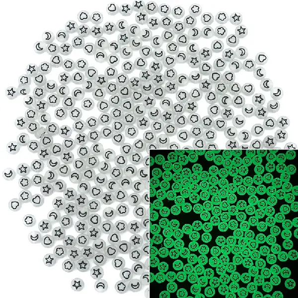Xingyue luminous transparent white & black characters-4x7mm aperture 1.5mm 100 pcs/pack,chaincharmsupply.com