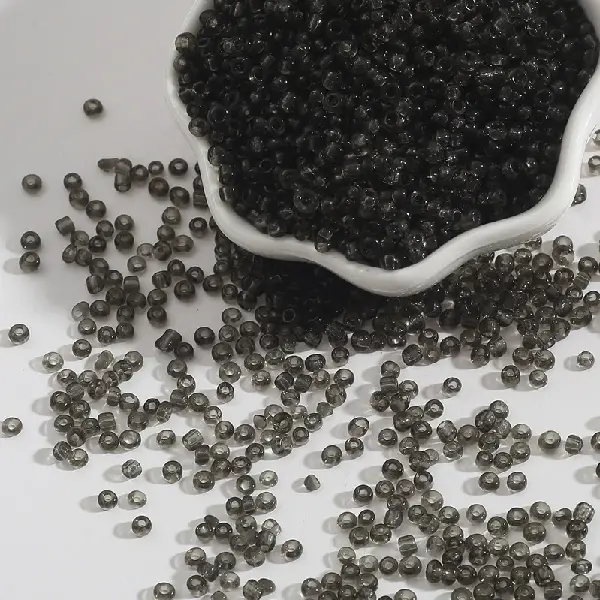 Transparent glass rice beads black gray-2mm 15g/pack about 1000 pieces,chaincharmsupply.com