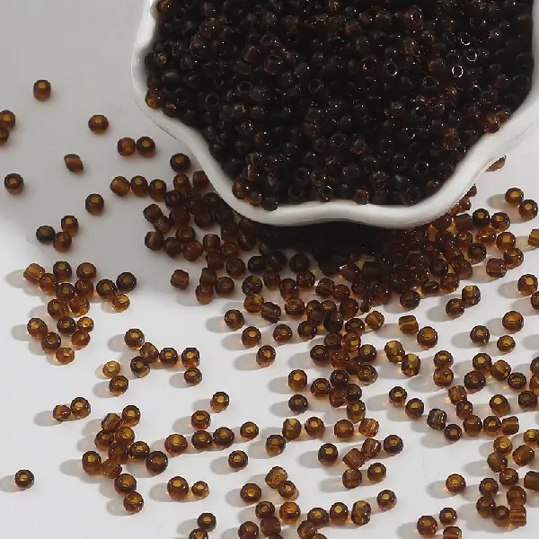 Transparent glass rice beads dark brown-3mm 15g/pack about 500 pieces,chaincharmsupply.com