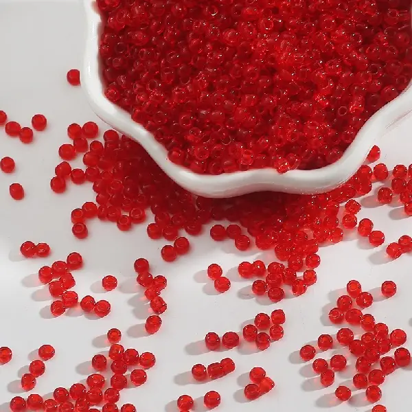 Transparent glass rice beads big red-4mm 15g/pack about 150 pieces,chaincharmsupply.com