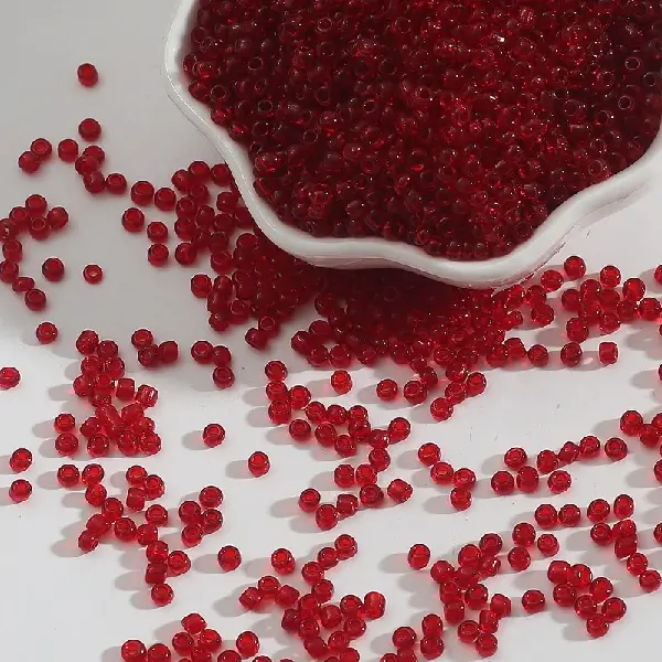 Transparent glass rice beads dark red-2mm 15g/pack about 1000 pieces,chaincharmsupply.com