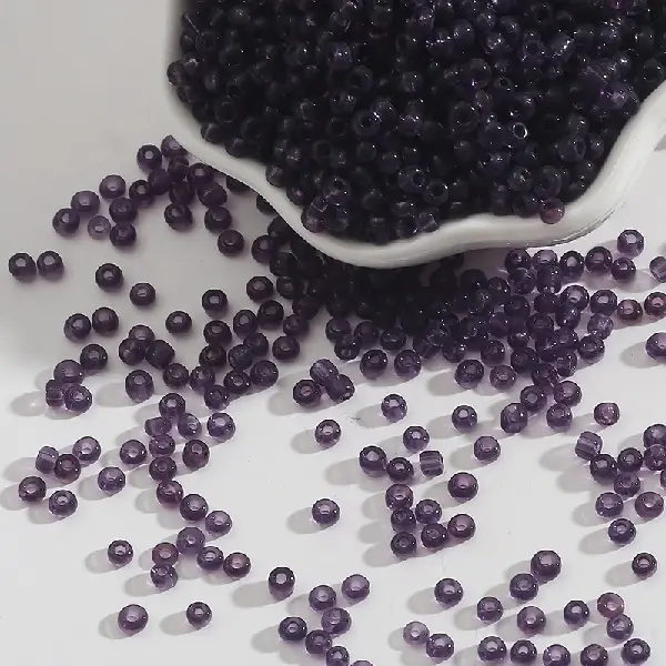 Transparent glass rice beads dark purple-3mm 15g/pack about 500 pieces,chaincharmsupply.com