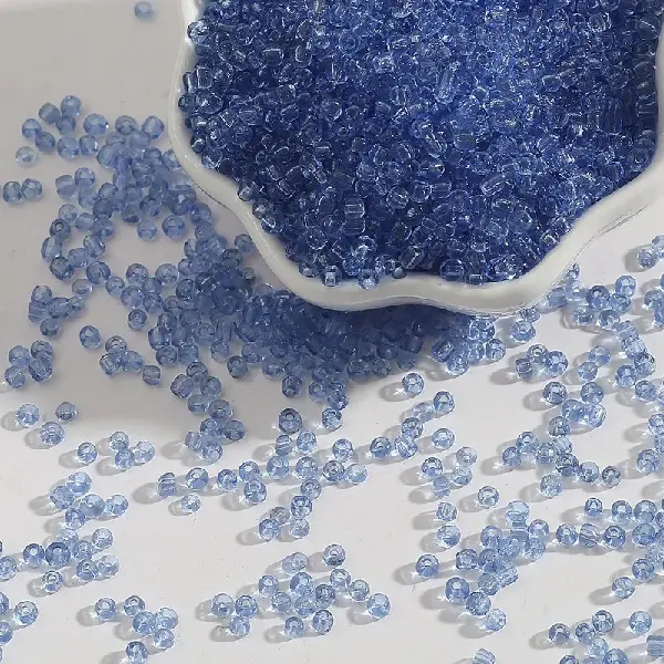 Transparent glass rice beads medium blue-3mm 15g/pack about 500 pieces,chaincharmsupply.com