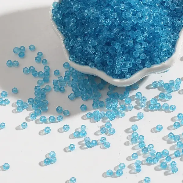 Transparent glass rice beads lake blue-4mm 15g/pack about 150 pieces,chaincharmsupply.com