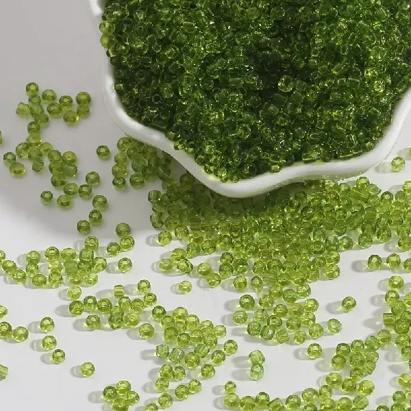 Transparent glass rice beads olive green-2mm 15g/pack about 1000 pieces,chaincharmsupply.com