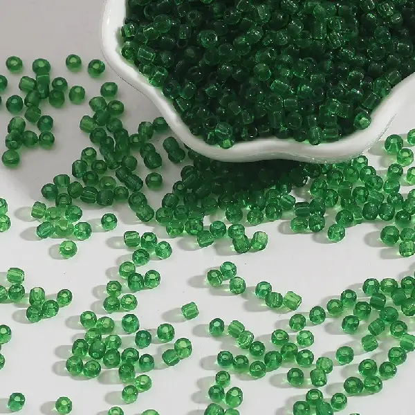 Transparent glass rice beads dark green-4mm 15g/pack about 150 pieces,chaincharmsupply.com